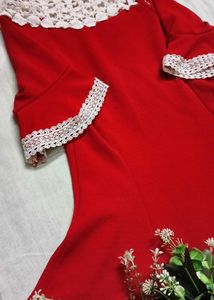 Red Dress with White Lace