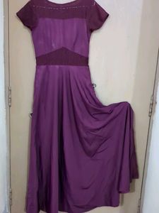 Elegant Purple Maxi Dress with bow