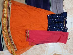 Gorgeous Orange and Navy Lehenga Set