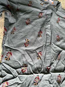 Gray Blue Printed Kurti