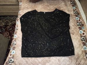 Sparkly Black Long Sleeve Top