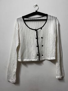 New Korean White Crochet Top