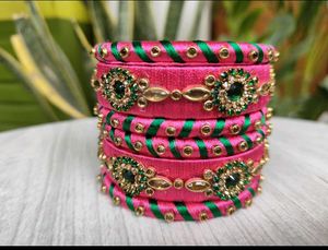 Pink &amp; Green Bangle Set