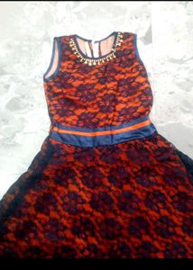 Orange &amp; Black Lace Dress 💃✨