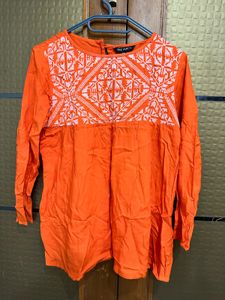 Orange Coral Kurti Top