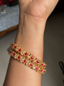 Red &amp; Gold Bangles (Set of 2)