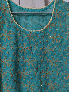 Pure Lucknow Chikankari Handwork Kurta | Sea Green