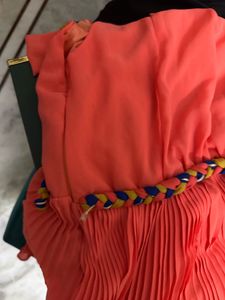 Coral Hi-Low Dress with Braided Waist