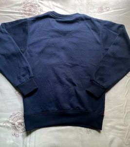 Aesthetic Navy Blue Printed Sweatshirt (Women)