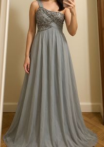 Elegant Grey Evening Gown