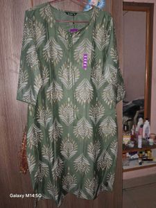 Green Floral Print Kurti XXL