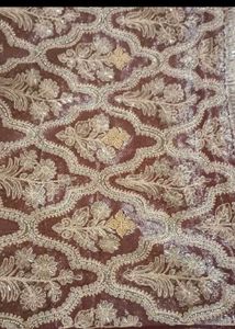 Burgundy &amp; Gold Embroidered Fabric