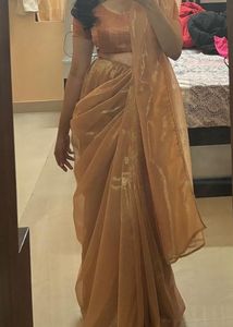 Copper Shimmer Saree With  Blouse
