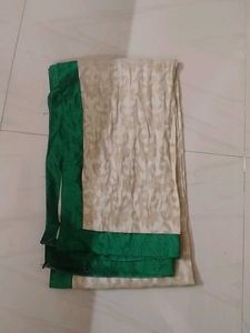 Green & Beige Sari Fabric