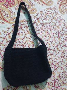 Handmade Black Crocheted Bag