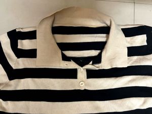 Striped Crop Polo Shirt
