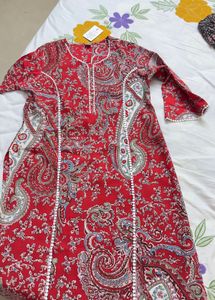 Red Paisley Print Kurta ( L Size )