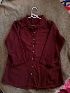 Burgundy Button-Up Shirt