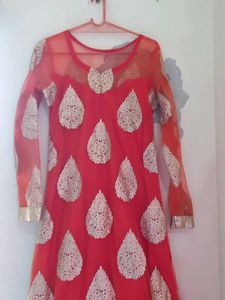 Only Kurti Orange Colour Golden Work