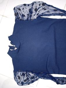 Dark Blue Top With Designer Slives