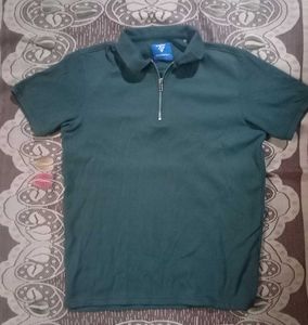 Green Teamspirit Zip Polo Shirt