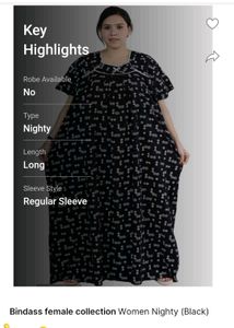 Bindass female collection Women Nighty (Black)Supe