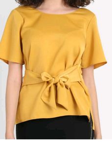 Cover Story Mustard Tie-Waist Top
