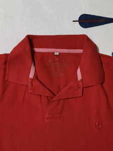 Women Red Cotton Classic Fit Polo Tshirt