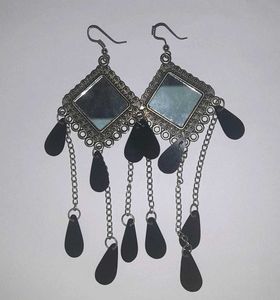 Oxidized Mirror Dangle Earrings
