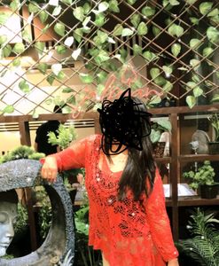 Red Crochet Knit Top