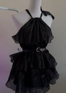 Black Ruffled Mini Dress