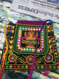 Embroidered Mirror Work Shoulder Bag