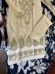 White Cotton Kurta Set with Dupatta
