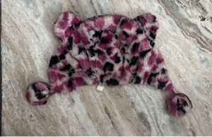 Fuzzy Animal Print Kids Winter Hat