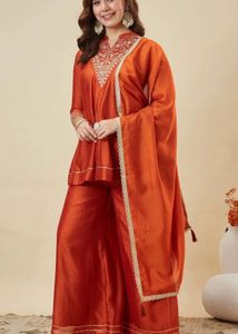 Elegant Orange Kurta Palazzo Set