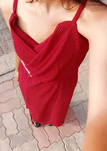 Elegant Red Maxi Dress with padding inside