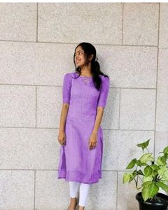 Purple Kurti with Unique Neckline