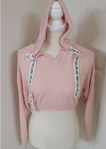 H&M BABY PINK CROP HOODIE