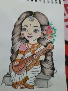 Cute Ma Saraswati Drawing