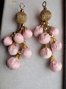 Baby Pink &amp; Gold Tassel Latkan..