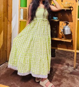 Green Gingham Maxi Dress
