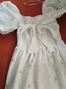 White Floral Smocked Dress