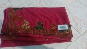 Pink Embroidered Saree