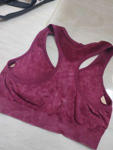 Burgundy Layers Sports Bra