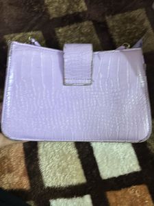 Lilac Croc Embossed Chain Bag