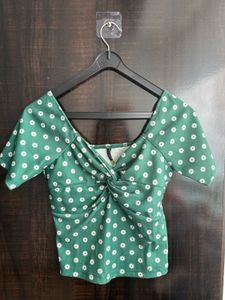 Floral Green Crop Top