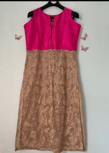 Pink And Gold Embroidered Kurta (women)