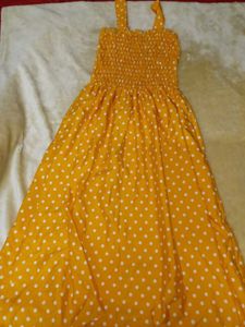 Yellow Polka Dot Smocked Dress