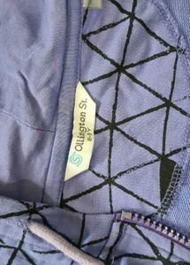 Geometric Print Purple Hoodie