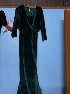 Elegant Green Velvet Dress
